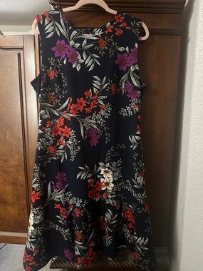 Shelby & Palmer Black Floral Sleeveless A-Line Dress